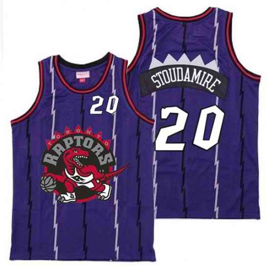 Raptors 20 Damon Stoudamire Purple Big Gray Red Logo Retro Jersey